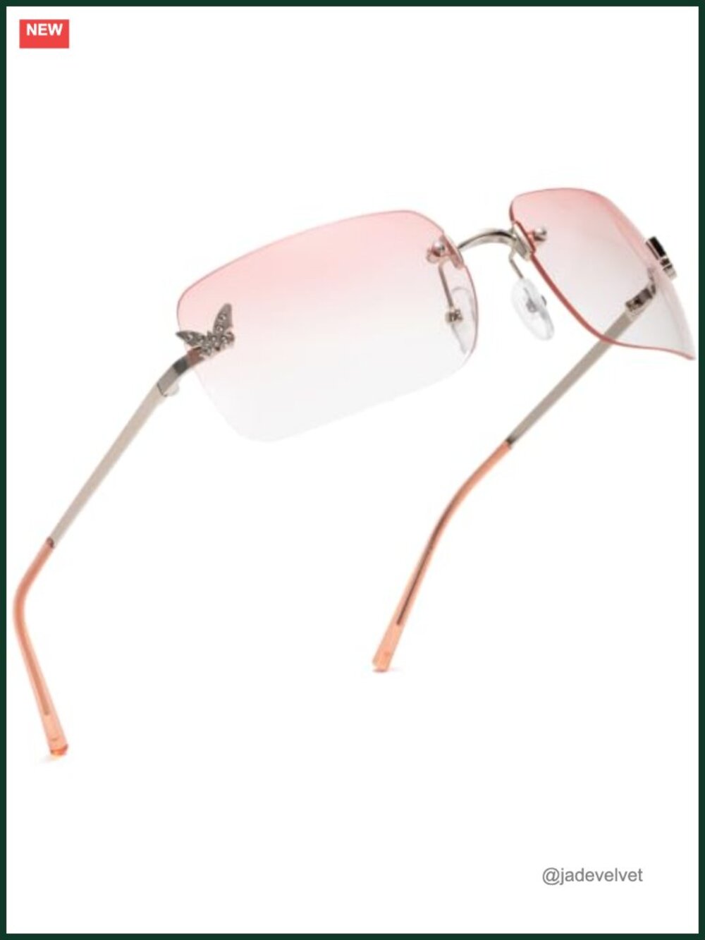 Y2K Rhinestone Butterfly Sunglasses UV400 Lightweight Retro Festival